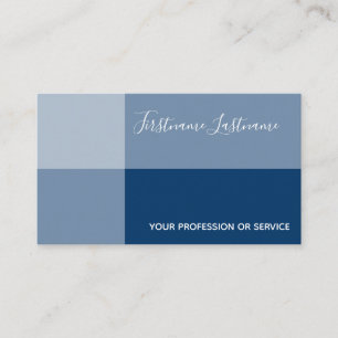 Blue tones rectangular dark blue calligraphy business card