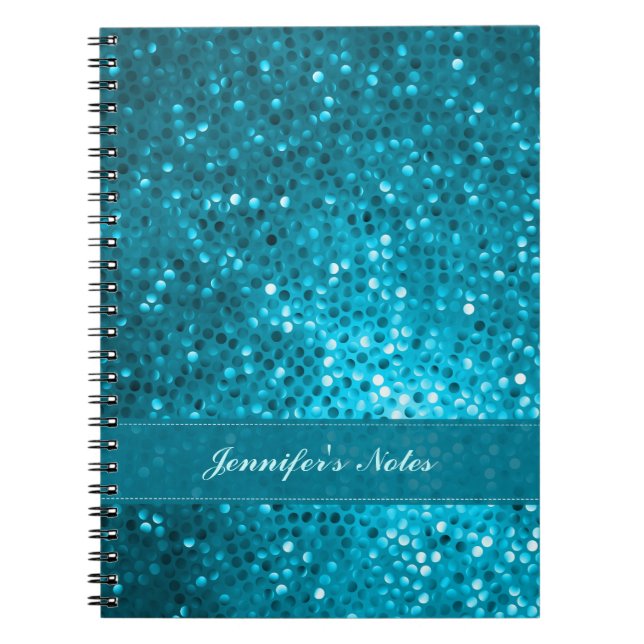 Blue Tones Retro Glitter And Sparkles Notebook (Front)