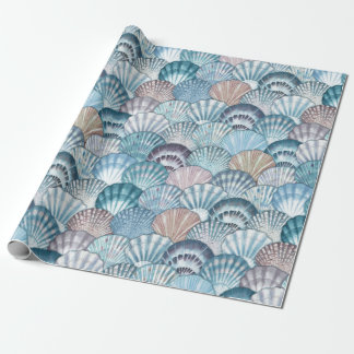 Blue Tones Sea Shell Pattern Wrapping Paper