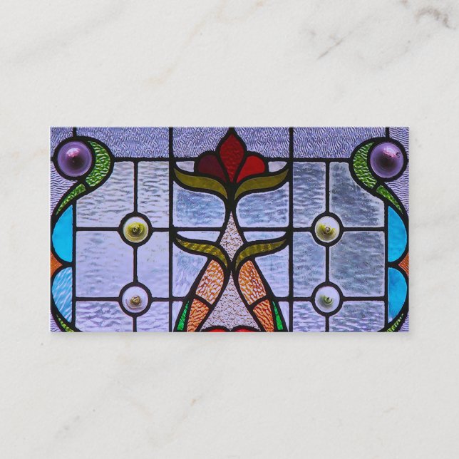 Blue Tones Stained Glass Template Business Card (Front)