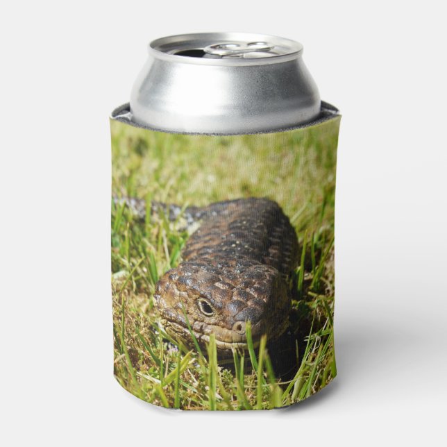 Blue Tongue Lizard Creeping In The Grass, Can Cooler (Can Front)