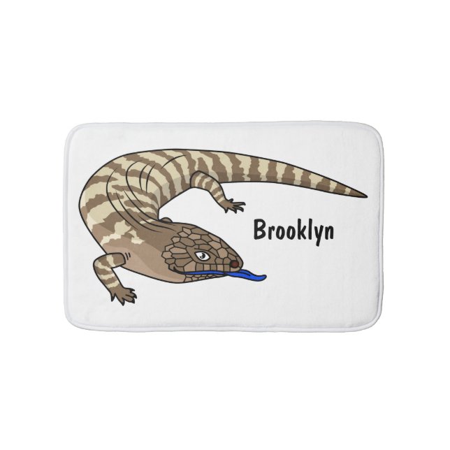 Blue tongue lizard reptile cartoon bath mat (Front)