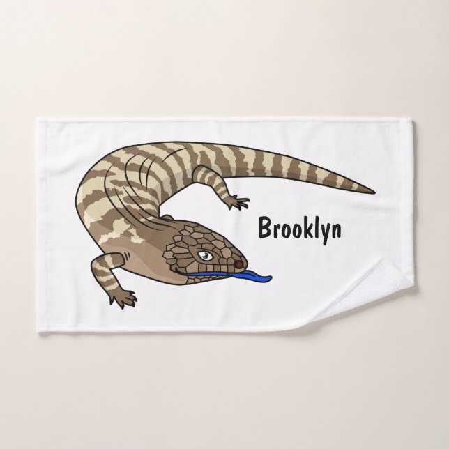 Blue tongue lizard reptile cartoon bath towel set (Hand Towel)