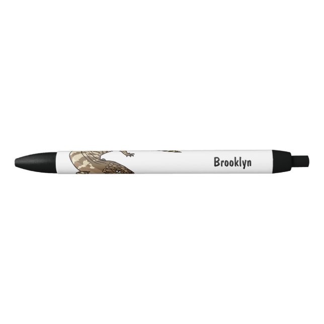 Blue tongue lizard reptile cartoon black ink pen (Front)