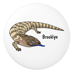 Blue tongue lizard reptile cartoon ceramic knob