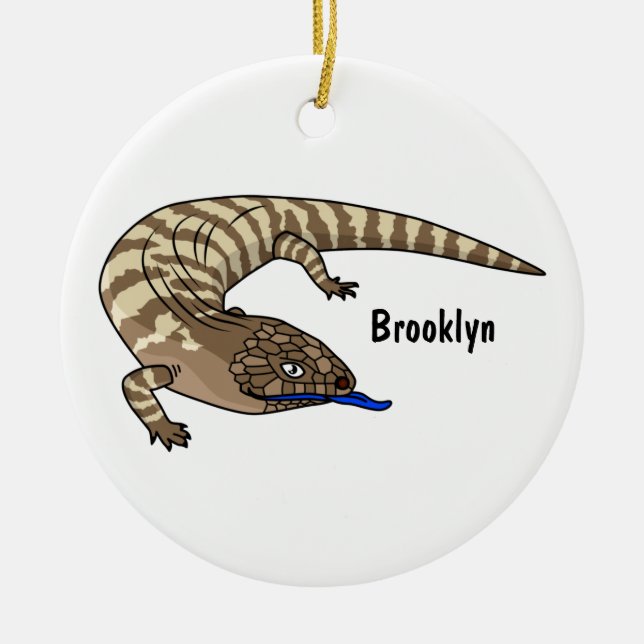 Blue tongue lizard reptile cartoon ceramic ornament (Front)