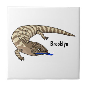 Blue tongue lizard reptile cartoon  ceramic tile