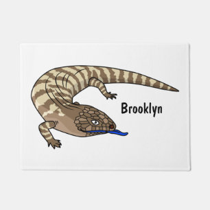 Blue tongue lizard reptile cartoon doormat