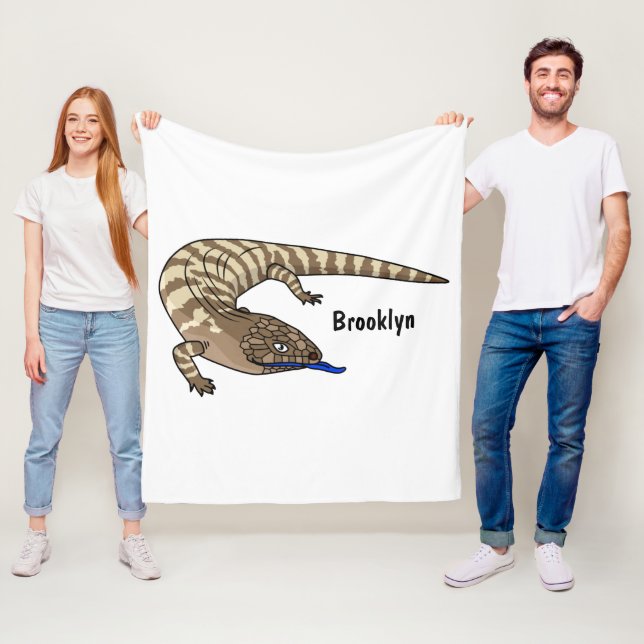 Blue tongue lizard reptile cartoon fleece blanket (In Situ)