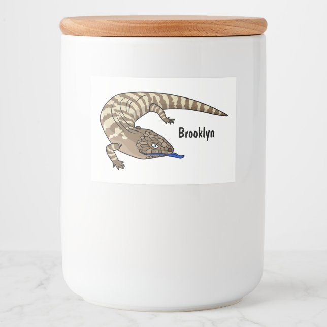 Blue tongue lizard reptile cartoon food label (Front)