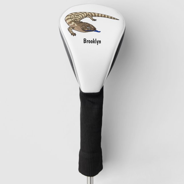 Blue tongue lizard reptile cartoon golf head cover (Front)