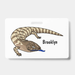 Blue tongue lizard reptile cartoon ID badge