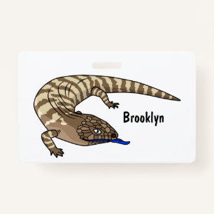 Blue tongue lizard reptile cartoon ID badge