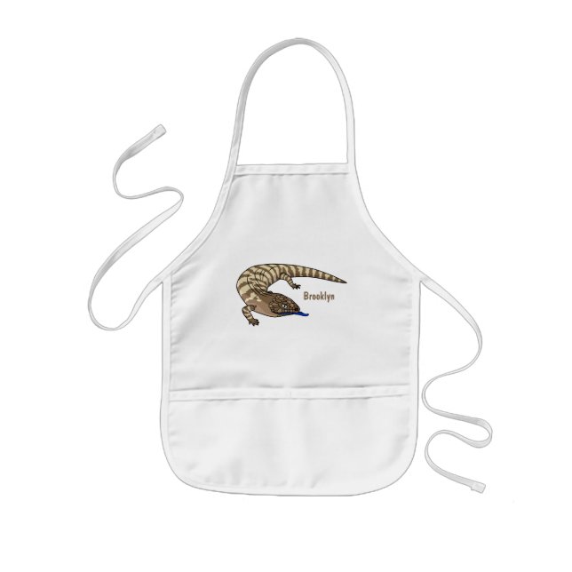 Blue tongue lizard reptile cartoon kids apron (Front)