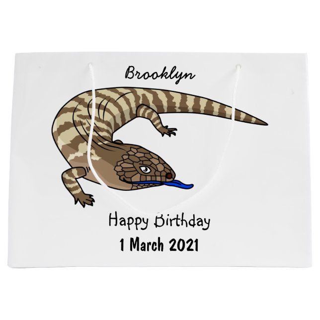 Blue tongue lizard reptile cartoon large gift bag (Front)