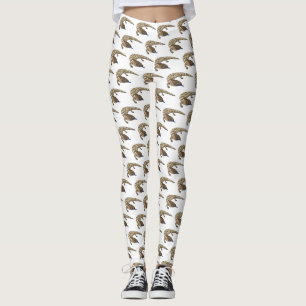 Blue tongue lizard reptile cartoon leggings