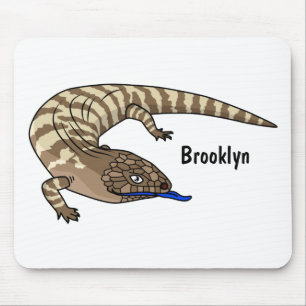 Blue tongue lizard reptile cartoon mouse pad