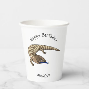 Blue tongue lizard reptile cartoon paper cups