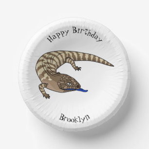 Blue tongue lizard reptile cartoon paper plate