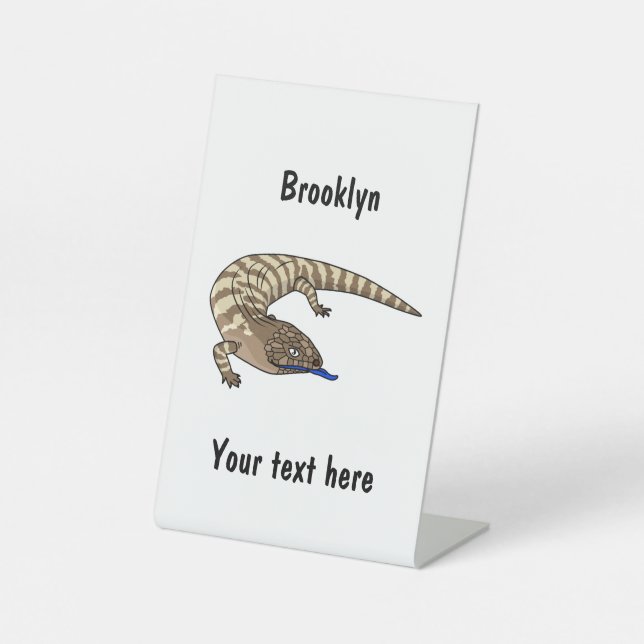 Blue tongue lizard reptile cartoon pedestal sign (Front)