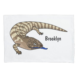 Blue tongue lizard reptile cartoon pillowcase