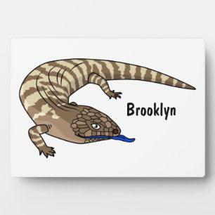 Blue tongue lizard reptile cartoon plaque