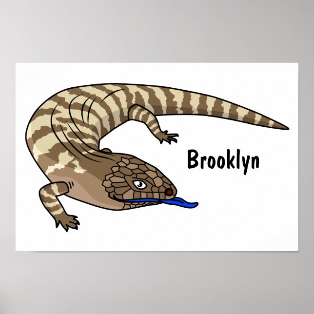 Blue tongue lizard reptile cartoon poster (Front)