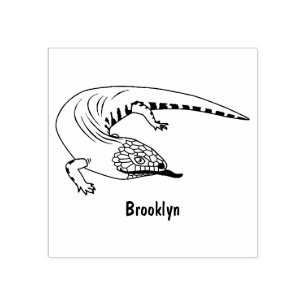 Blue tongue lizard reptile cartoon  rubber stamp