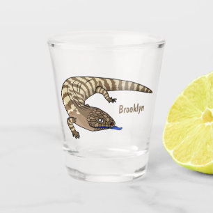 Blue tongue lizard reptile cartoon shot glass