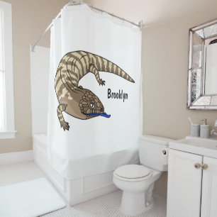 Blue tongue lizard reptile cartoon shower curtain
