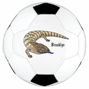 Blue tongue lizard reptile cartoon soccer ball