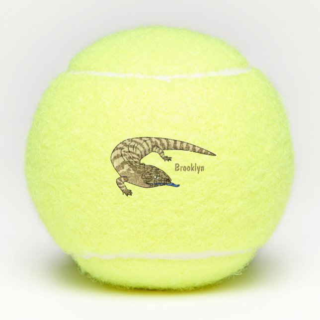 Blue tongue lizard reptile cartoon tennis balls (Front)