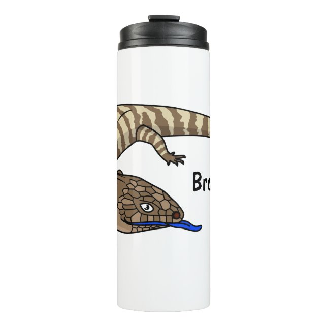 Blue tongue lizard reptile cartoon thermal tumbler (Front)