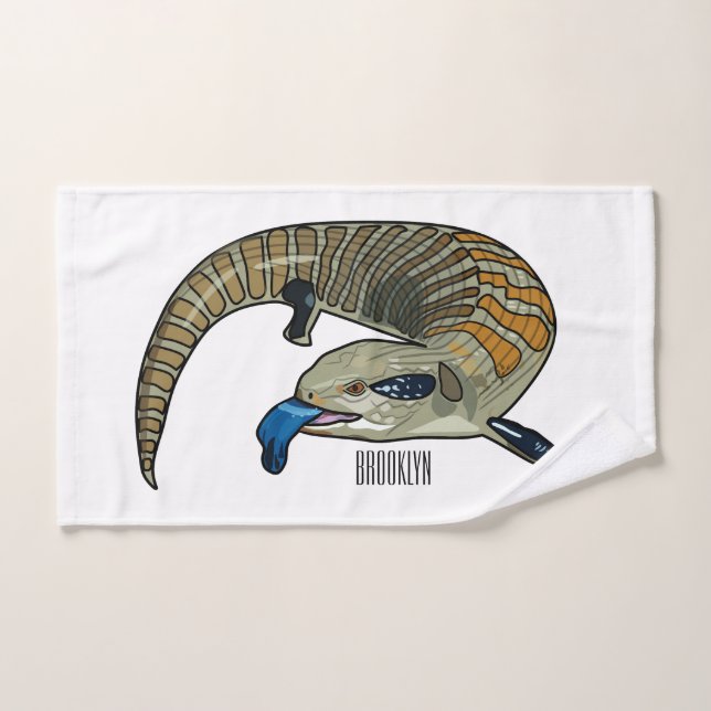 Blue-tongued skink cartoon illustration bath towel set (Hand Towel)
