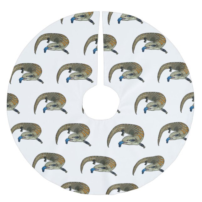 Blue-tongued skink cartoon illustration brushed polyester tree skirt (Front)