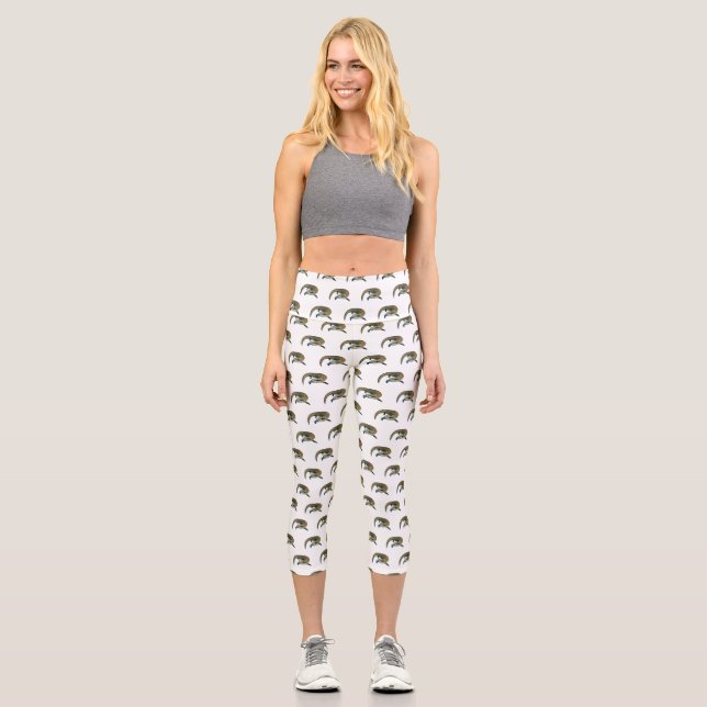Blue-tongued skink cartoon illustration capri leggings (Front)