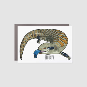 Blue-tongued skink cartoon illustration car magnet