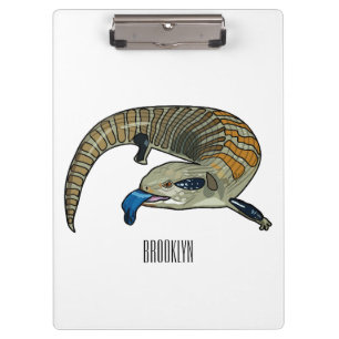 Blue-tongued skink cartoon illustration clipboard