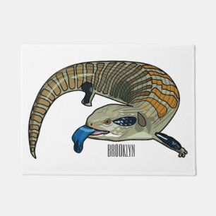 Blue-tongued skink cartoon illustration doormat
