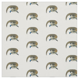 Blue-tongued skink cartoon illustration fabric