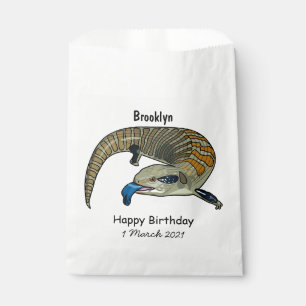 Blue-tongued skink cartoon illustration favour bag