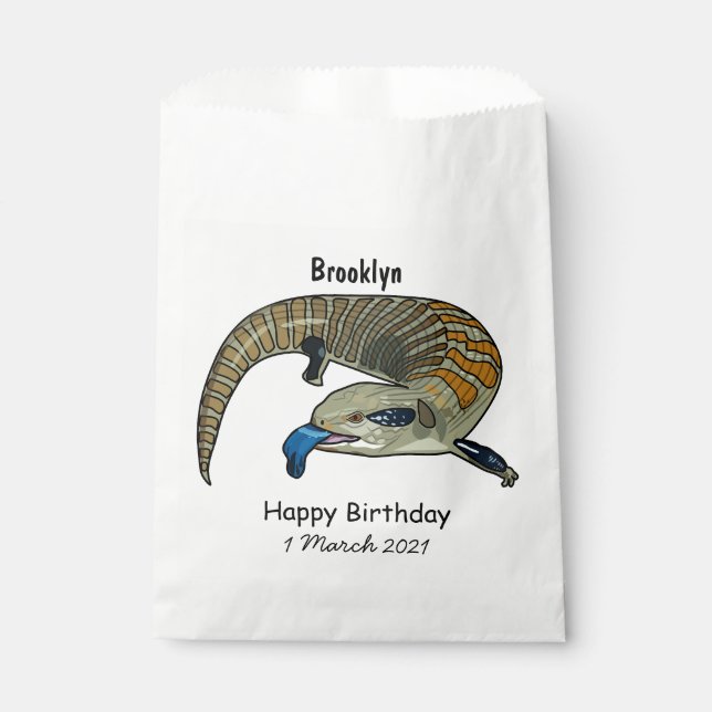 Blue-tongued skink cartoon illustration favour bag (Front)