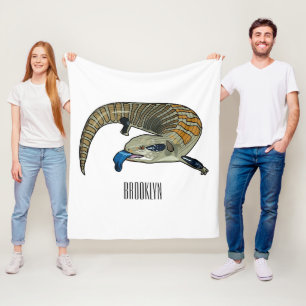 Blue-tongued skink cartoon illustration fleece blanket