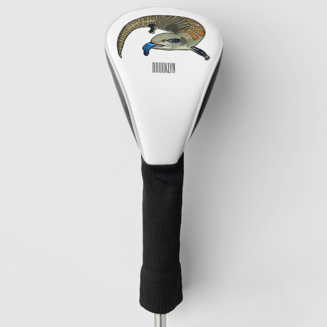 Blue-tongued skink cartoon illustration golf head cover (Front)