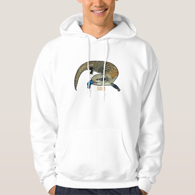 Blue-tongued skink cartoon illustration hoodie (Front)