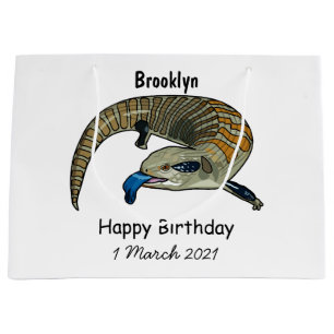 Blue-tongued skink cartoon illustration large gift bag