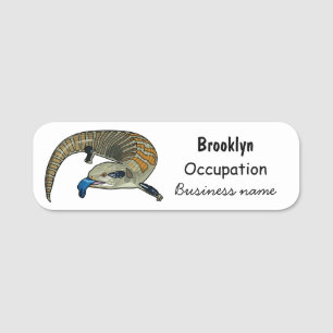 Blue-tongued skink cartoon illustration name tag