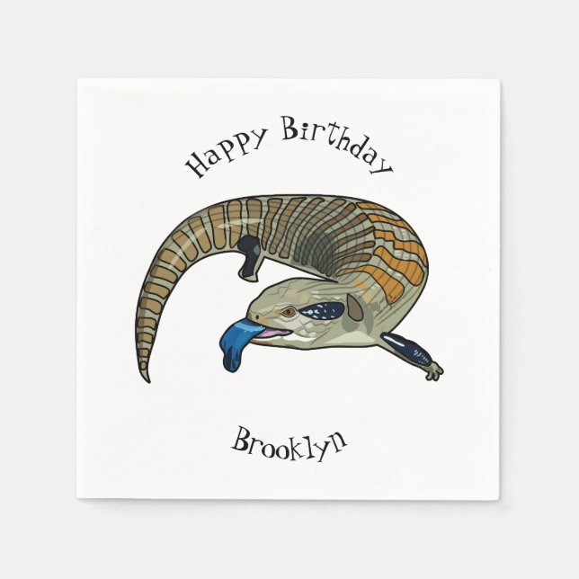 Blue-tongued skink cartoon illustration napkin (Front)