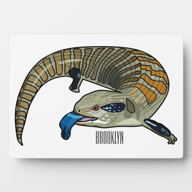 Blue-tongued skink cartoon illustration plaque (Front)
