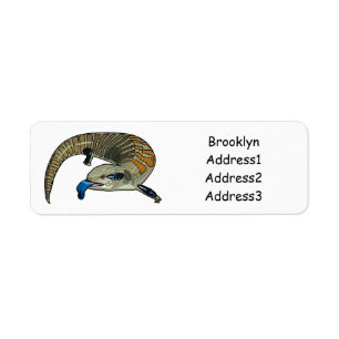 Blue-tongued skink cartoon illustration return address label